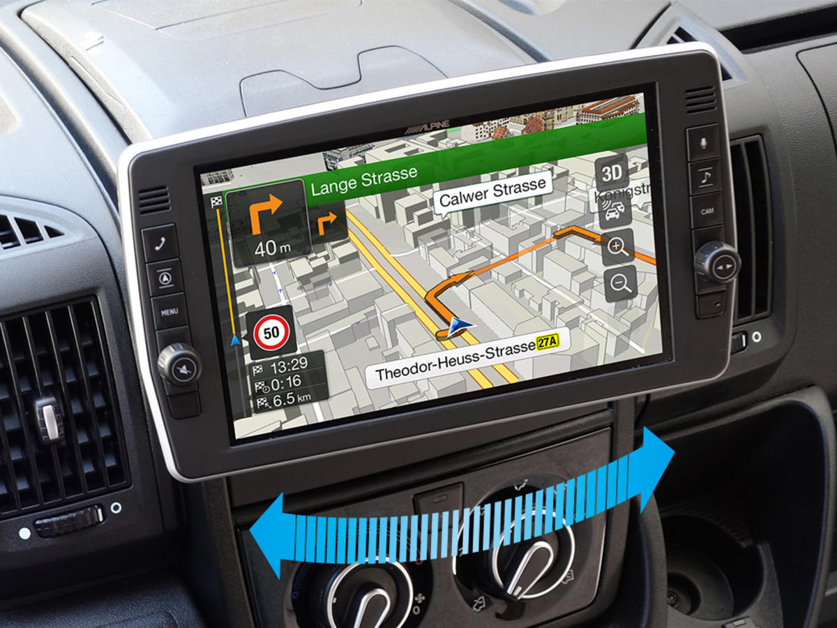 ALPINE X903D-DU2 - 9" dotyková obrazovka s otočným displejem pro Fiat Ducato III, Citroën Jumper II a Peugeot Boxer II s mapami TomTom, kompatibilní s Apple CarPlay a Android Auto